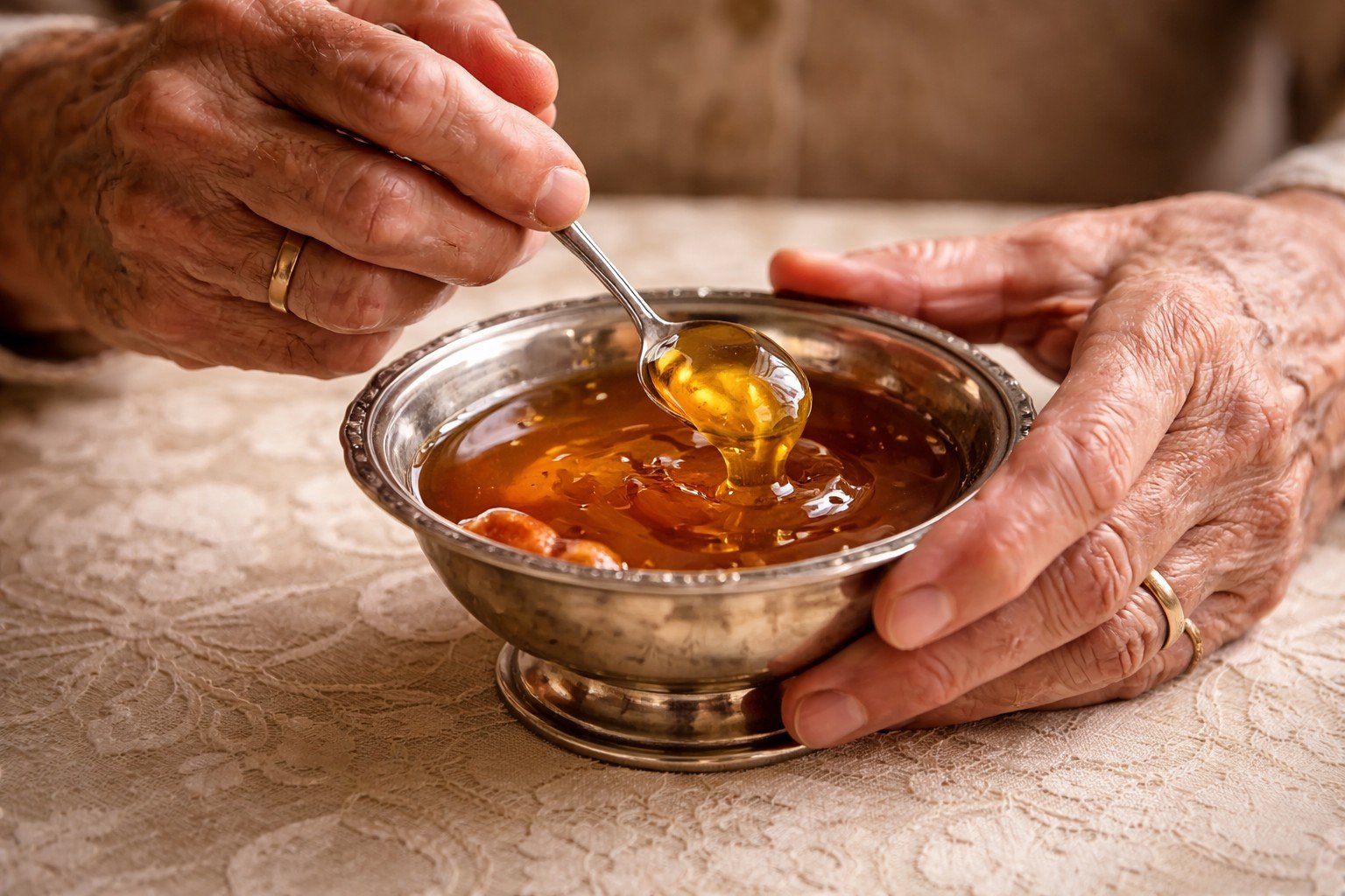 Raw honey in a bowl